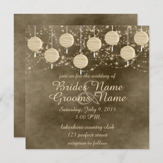 Ivory Lantern Wedding Kaart (Voorkant / Achterkant)