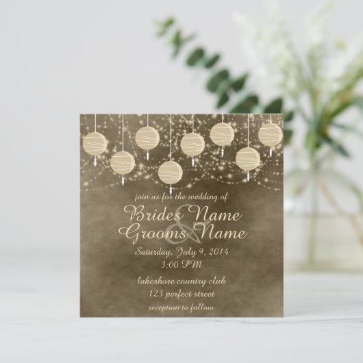 Ivory Lantern Wedding Kaart (Staand voorkant)