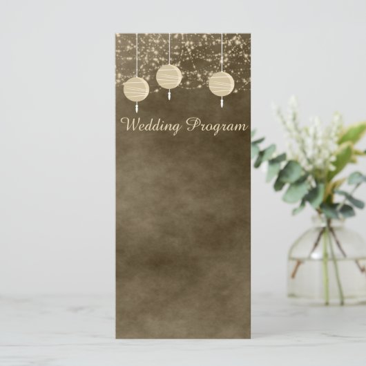 Ivory Lantern Wedding Program Kaart (Staand voorkant)