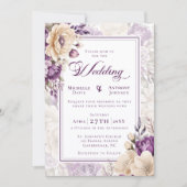 Ivory Lavender Botanical Wedding Kaart (Voorkant)