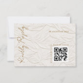 Ivory Leaves Elegant Wedding QR code  RSVP Kaartje (Voorkant)