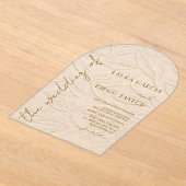 Ivory Leaves Wedding Acrylic Acryl Uitnodigingen (Laagn)
