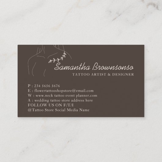 Ivory Linen Collar Bone Tattoo Visitekaartje (Achterkant)