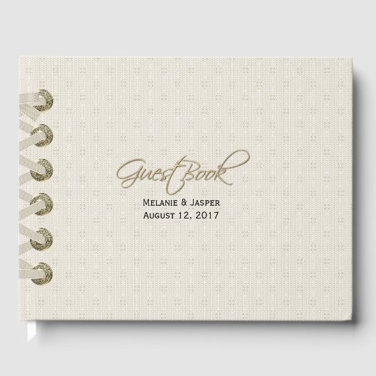 Ivory Linen look Custom Wedding Guest Book Gastenboek (Voorkant)