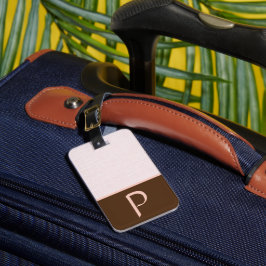 Ivory Linen Woven Fabric, Roze & Bruin Kleurblok Bagagelabel