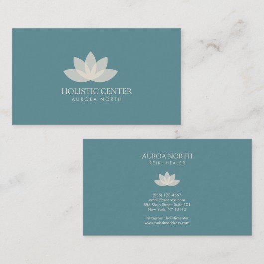 Ivory Lotus Flower Custom Name Yoga Visitekaartje (Voorkant / Achterkant)