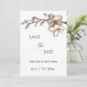 Ivory Magnolia 3D Flowers Save The Date (Staand voorkant)