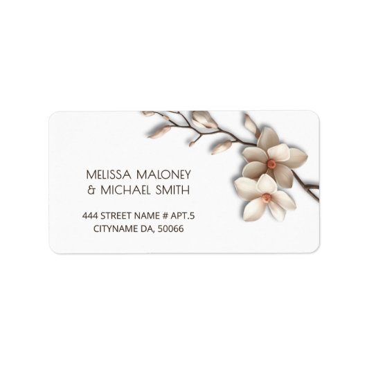 Ivory Magnolia 3D Flowers |  Wedding Etiket (Voorkant)