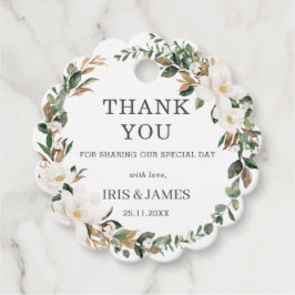 Ivory Magnolia Bloemen Groen Bruiloft Dank u Bedankjes Labels
