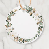 Ivory Magnolia Bloemen Groen Bruiloft Dank u Bedankjes Labels (Achterkant)