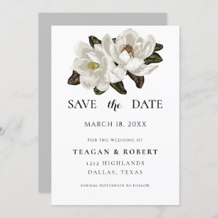 Ivory Magnolia blosans Save The Date