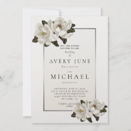 Ivory Magnolia blossom Invitation Kaart