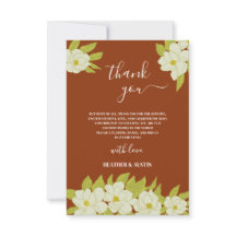 Ivory Magnolia Flower Rusty Wedding Bedankt