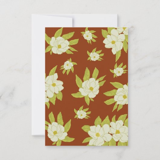 Ivory Magnolia Flower Rusty Wedding Bedankt (Achterkant)