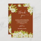 Ivory Magnolia Flower Rusty Wedding Bedankt (Voorkant / Achterkant)