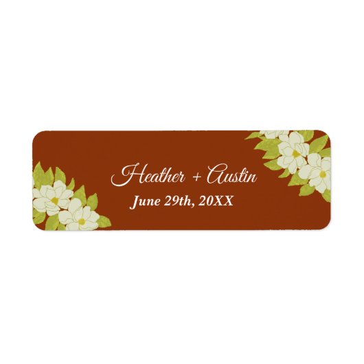 Ivory Magnolia Flower Rusty Wedding Etiket (Voorkant)