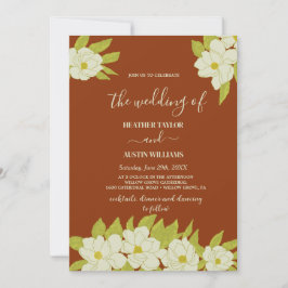 Ivory Magnolia Flower Rusty Wedding Kaart