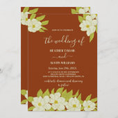 Ivory Magnolia Flower Rusty Wedding Kaart (Voorkant / Achterkant)