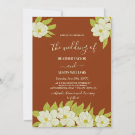 Ivory Magnolia Flower Rusty Wedding Kaart