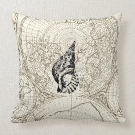 Ivory Map en SeaShell Illustration Sealife Kussen