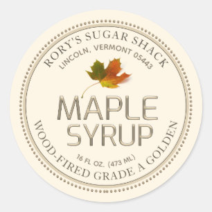 Ivory Maple Leaf Maple Syrup bewerkbaar label