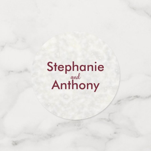 Ivory Marbe Wedding met Bourgondische kalligrafie Confetti (Kleine voorkant)