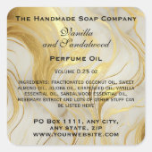 Ivory Marble and Faux Gold Perfume Roller Bottle Vierkante Sticker (Voorkant)