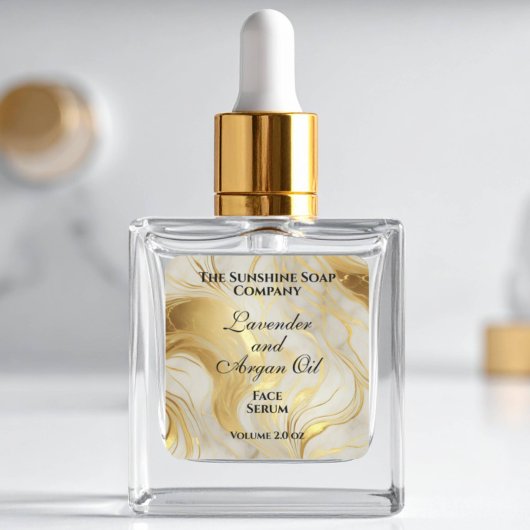 Ivory marble and gold foil dropper bottle label