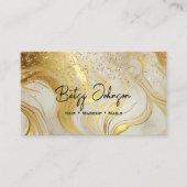 Ivory Marble and Gold Glitter Business Card Visitekaartje (Voorkant)