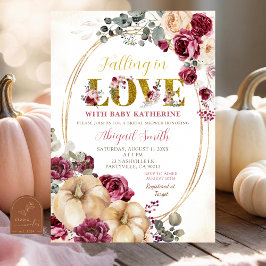 Ivory Marsala Pumpkin Baby shower Kaart