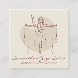 Ivory Meditation Pose Yoga Pilates Spiritueel Gym Vierkante Visitekaartje