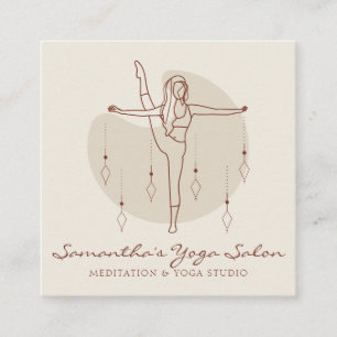 Ivory Meditation Pose Yoga Pilates Spiritueel Gym Vierkante Visitekaartje