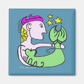 Ivory Mermaid met roze haar Magneet (Voorkant)