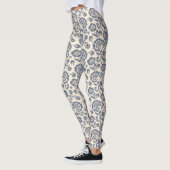 Ivory met Blauw Floral Design Pattern Leggings (Links)