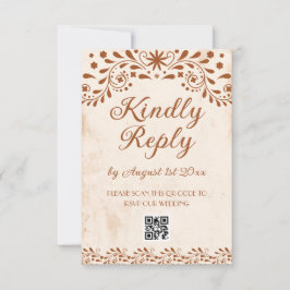 Ivory Mexican Floral Wedding QR code RSVP Kaartje