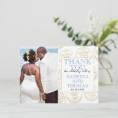 Ivory Mexico Trouwfoto Dank je Bedankkaart (Staand voorkant)