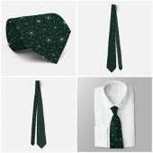 Ivory Micro Floral Dark Green Tie Stropdas
