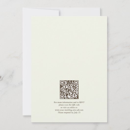 Ivory Minimalist Boho Elegant Script Wedding w/ QR Kaart (Achterkant)