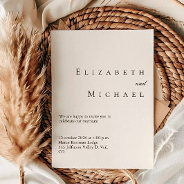 Ivory Minimalist Boho Elegant Script Wedding w/ QR Kaart