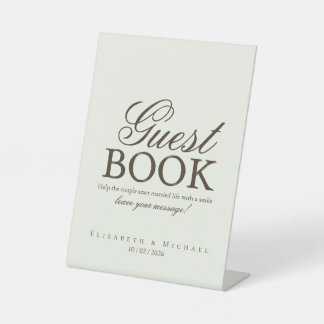 Ivory Minimalist Boho Guest Book Tabletop Sign Reclamebord Met Voetstuk