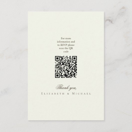 Ivory Minimalist Boho Script Wedding Details Informatiekaartje (Achterkant)