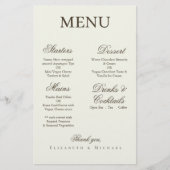 Ivory Minimalist Boho Script Wedding Menu (Voorkant)