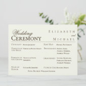 Ivory Minimalist Boho Wedding Program Timeline Menu (Staand voorkant)