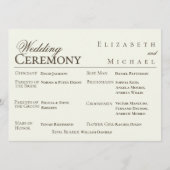 Ivory Minimalist Boho Wedding Program Timeline Menu (Voorkant)