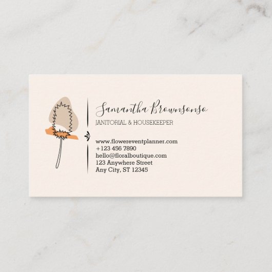 Ivory minimalist Janitorial Handy Mop Cleaning Visitekaartje (Achterkant)