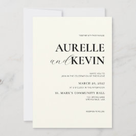 Ivory Minimalist Modern Elegant QR Code Wedding  Kaart