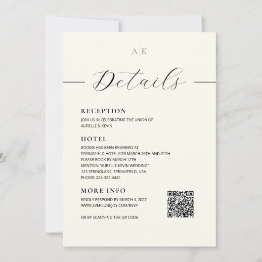 Ivory Minimalist Modern Elegant QR Code Wedding Kaart (Achterkant)
