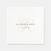 Ivory Minimalist Monogram Wedding Napkins Servet (Voorkant)