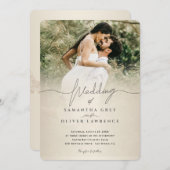 Ivory Minimalist Photo Wedding Invitation Kaart (Voorkant / Achterkant)