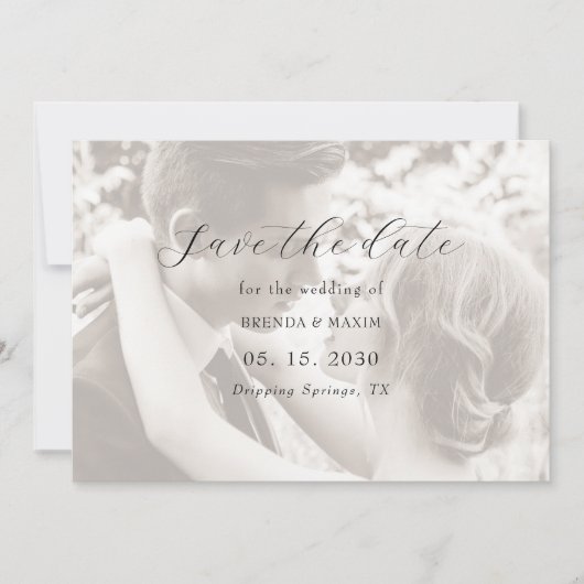 Ivory Minimalist Photo Wedding Save The Date (Voorkant)